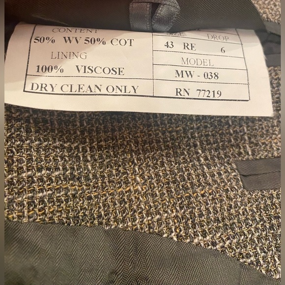 Pronto Uomo Calvino Vitale Men’s Dress Jacket Made in Italy Wool Cotton Size 43 - Picture 10 of 10